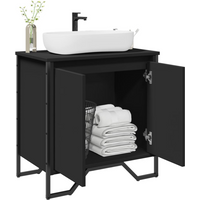 vidaXL Bathroom Sink Cabinet Black 60x35x60 cm Engineered Wood