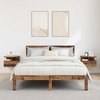 vidaXL Floating Nightstand with Drawer 2 pcs Old wood 40 x 31 x 27 cm