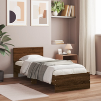 vidaXL Bed Frame without Mattress with Headboard Brown Oak 90x200 cm