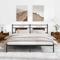 vidaXL Bed Frame without Mattress Smoked Oak 183x213 cm Engineered Wood