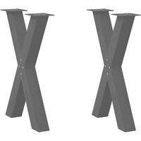 vidaXL Dining Table Legs X-Shaped 2 pcs Black 50x(72-73) cm Steel