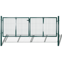 vidaXL Fence Gate Steel 306x125 cm Green
