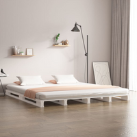 vidaXL Pallet Bed without Mattress White Super King Size Solid Wood