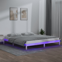 vidaXL LED Bed Frame without Mattress White 180x200 cm Super King Solid Wood