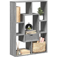 vidaXL Bookcase Grey Sonoma 63x20x90 cm Engineered Wood