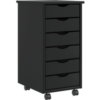 vidaXL Rolling Cabinet with Drawers MOSS Black Solid Wood Pine