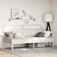 vidaXL Daybed Frame with Headboard White 100 x 190 cm Steel