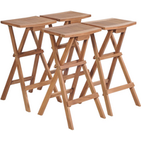 vidaXL Folding Bar Stools 4 pcs Solid Teak Wood