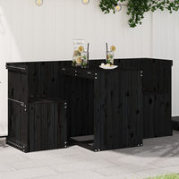 vidaXL Balcony Set 2 Seater Black Solid Wood Pine