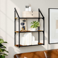 vidaXL 3-Tier Wall Shelf Smoked Oak 60x21x78.5 cm Engineered Wood