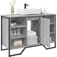 vidaXL Bathroom Sink Cabinet Grey Sonoma 91x35x60 cm Engineered Wood