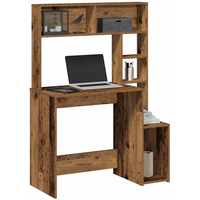vidaXL Desk with Shelves Old Wood 100x45x140 cm Engineered Wood