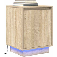 vidaXL Bedside Cabinet with LED Lights Sonoma Oak 38x34x50 cm