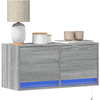 vidaXL TV Wall Cabinet with LED Lights Grey Sonoma 80x31x35 cm