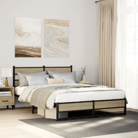 vidaXL Metal Bed Frame without Mattress Sonoma Oak 135x190 cm Double