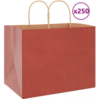 vidaXL Paper Bags 250 pcs with Handles Red 32x22x24 cm