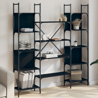 vidaXL Bookshelf Black 155.5x24x166.5 cm Engineered Wood
