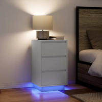 vidaXL Bedside Cabinet with LED Lights White 38x34x65 cm
