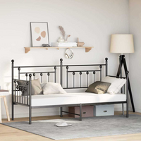 vidaXL Daybed Frame with Headboard Black 75 x 190 cm Steel