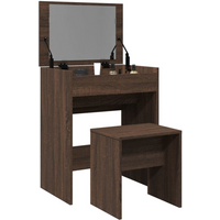 vidaXL Dressing Table and Stool Brown Oak 60x40x113.5 cm