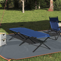 vidaXL Folding Camping Bed Folding Manual Blue Oxford fabric