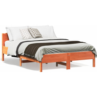 vidaXL Bed Frame without Mattress Wax Brown 135x190 cm Double Solid Wood Pine