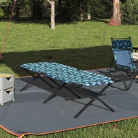 vidaXL Folding Camping Bed Folding Manual Leaf pattern Oxford fabric