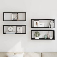 vidaXL Wall Shelves 4 pcs Black oak 60 x 15 x 23 cm Engineered wood