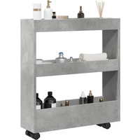 vidaXL Narrow Storage Trolley 3 Tier Concrete Grey Engineered Wood