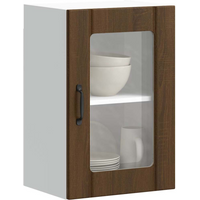 vidaXL Kitchen Wall Cabinet with Glass Door Lucca Brown Oak