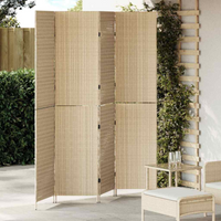 vidaXL Room Divider Folding Manual Beige 196 x 200 cm Poly Rattan