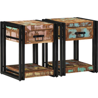 vidaXL Bedside Cabinet with Drawer 2 pcs Multicolour 40 x 40 x 50 cm