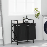 vidaXL Laundry Basket 2 Compartments with Shelf Grey Sonoma