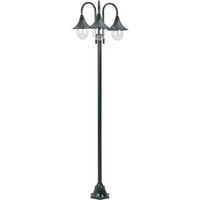 vidaXL Garden Post Light E27 220 cm Aluminium 3-Lantern Dark Green