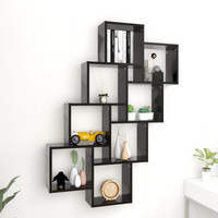 vidaXL Wall Cube Shelf Black 90x15x119 cm Engineered Wood