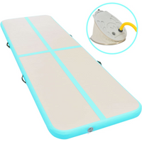 vidaXL Inflatable Gymnastics Mat with Pump 600x100x10 cm PVC Green