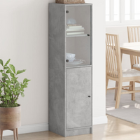vidaXL Highboard with Glass Door Concrete Grey 35x37x142 cm