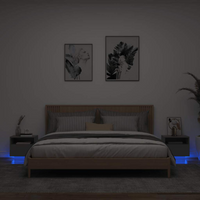 vidaXL Bedside Cabinets with LED Lights 2 pcs Black 40x39x37 cm