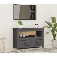 vidaXL TV Cabinet Grey 79x35x52 cm Solid Wood Pine