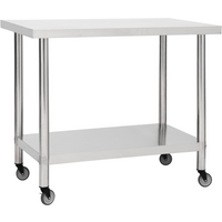 vidaXL Kitchen Work Table with Wheels 80x60x85 cm Stainless Steel