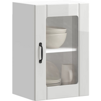 vidaXL Kitchen Wall Cabinet with Glass Door Lucca High Gloss White