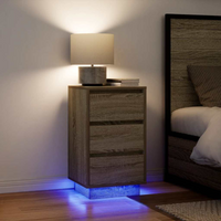 vidaXL Bedside Cabinet with LED Lights Sonoma Oak 38x34x65 cm