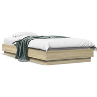 vidaXL Bed Frame without Mattress with LED Lights Sonoma Oak 75x190 cm Small Single