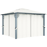 vidaXL Gazebo with Curtain 300x300 cm Cream Aluminium