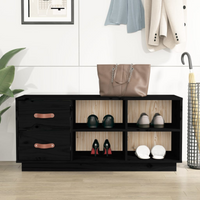 vidaXL Shoe Bench Black 100x34x45 cm Solid Wood Pine