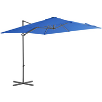vidaXL Cantilever Garden Parasol with Steel Pole Azure Blue 250x250 cm