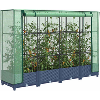 vidaXL Raised Bed with Greenhouse Cover Rattan Look 160x40x123 cm