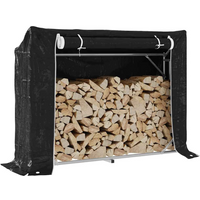 vidaxL Firewood Rack with Rain Cover 151x40.5x110.5 cm Galvanised Steel