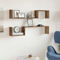 vidaXL Wall Shelves 2 pcs Old Wood 100x15x20 cm Engineered Wood