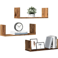 vidaXL Wall Shelves 3 pcs Old Wood 58x18x18 cm Engineered Wood